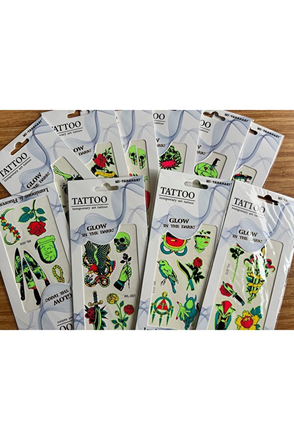 Ai̇rbrush Tattoo Fosforlu Karanlıkta Parlayan 6 Adet Yapıştırma Geçi̇ci̇ Dövme