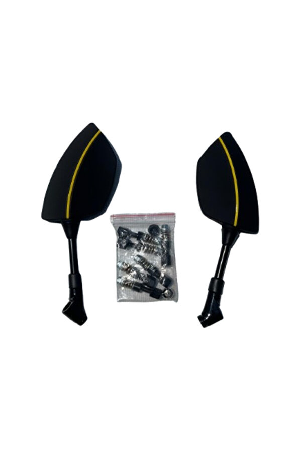 Alkan Mb Motosi̇klet Ayna 426 Sarı Şeri̇tli̇ Üni̇versal 8-10 Mm Uyumlu Marka Model Fark Etmez