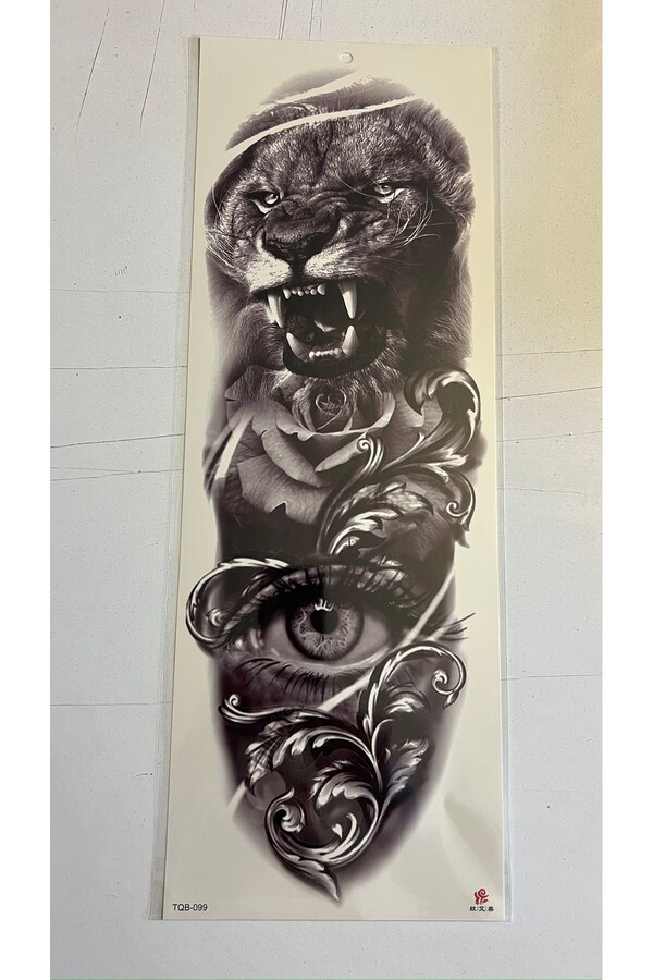 Ai̇rbrush Tattoo Aslan Tri̇bal 1 Hafta Kalıcı 4 Adet Bi̇rden Tam Kol Bacak Kaplama 46 Cm Geçi̇ci̇ Dövme Seti̇