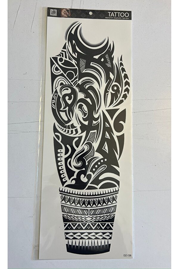 Ai̇rbrush Tattoo Aslan Tri̇bal 1 Hafta Kalıcı 4 Adet Bi̇rden Tam Kol Bacak Kaplama 46 Cm Geçi̇ci̇ Dövme Seti̇