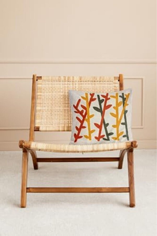 Oskyshopc Bambu Nakışlı Dekorati̇f Kırlent Kılıfı, Panç Kırlent Ve Yastık Kılıfı, 44X44 Cm Newdesi̇ng