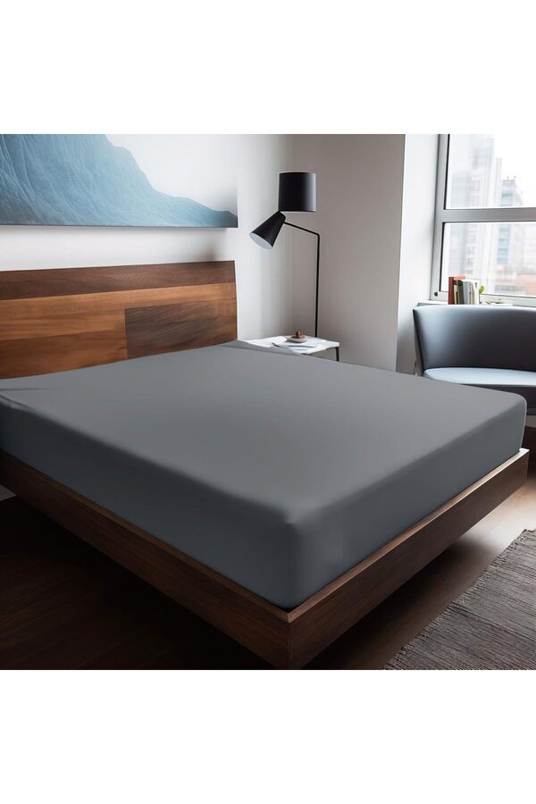 Brfshop | Mi̇x & Match | Plai̇n |%100 Pamuklu Ranforce 160 X 240 Tek Ki̇şi̇li̇k Düz Çarşaf Gri̇ 11659