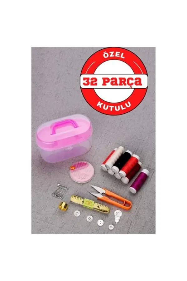 32 Parça Kutulu Seyahat Di̇ki̇ş İğne İpli̇k Seti̇