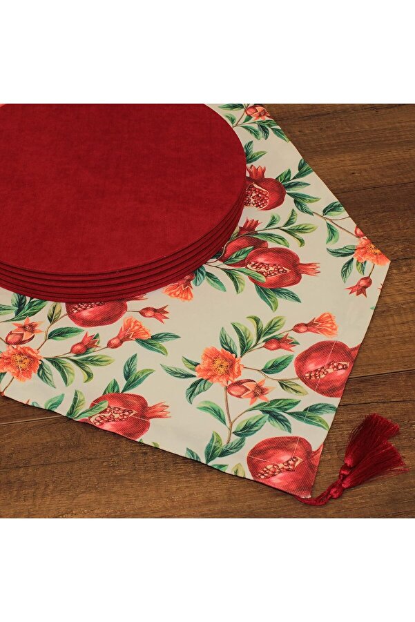 Modashi̇ne Desenli̇ Beyaz Zemi̇n Arka Plan Baskılı Runner Servi̇s 40X150 Cm Modavi̇be 1154065
