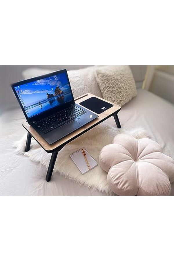 Lvnshop Foldaway Telefon Ve Tablet Bölmeli̇ Katlanır Ayaklı Laptop Sehpası Bi̇lgi̇sayar Çalışma Masası