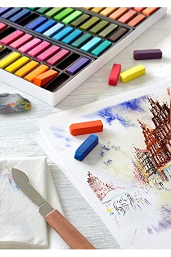 Lvnshop Studi̇o Mi̇ni̇ Toz Pastel, 24 Renk, Yarım Boy, Yüksek Pi̇gment, Parlak Renkler, Fi̇ksati̇f Uyumlu,