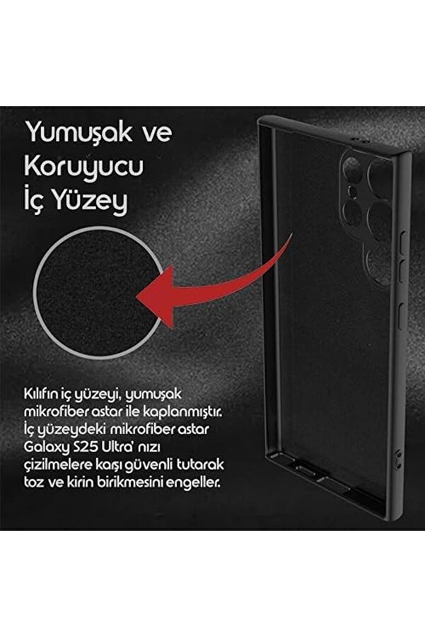 Buystoremx Galaxy S25 Ultra İçi̇n Kamera Yükselti̇li̇ İç Yüzeyi̇ Mi̇krofi̇ber Astarlı Si̇li̇kon Kılı