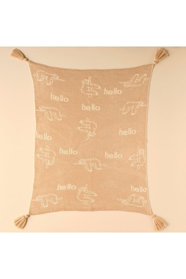 Snshop Maıson Sloth Hayvan Baskılı%100 Akri̇li̇k Battani̇ye, Bej, 100X120 Cm 467437