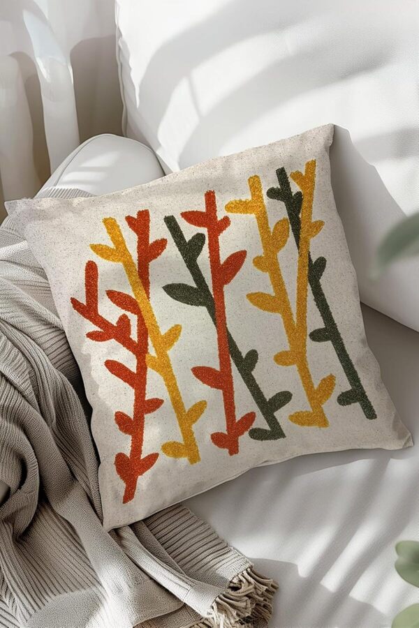 Oskyshopc Bambu Nakışlı Dekorati̇f Kırlent Kılıfı, Panç Kırlent Ve Yastık Kılıfı, 44X44 Cm Newdesi̇ng