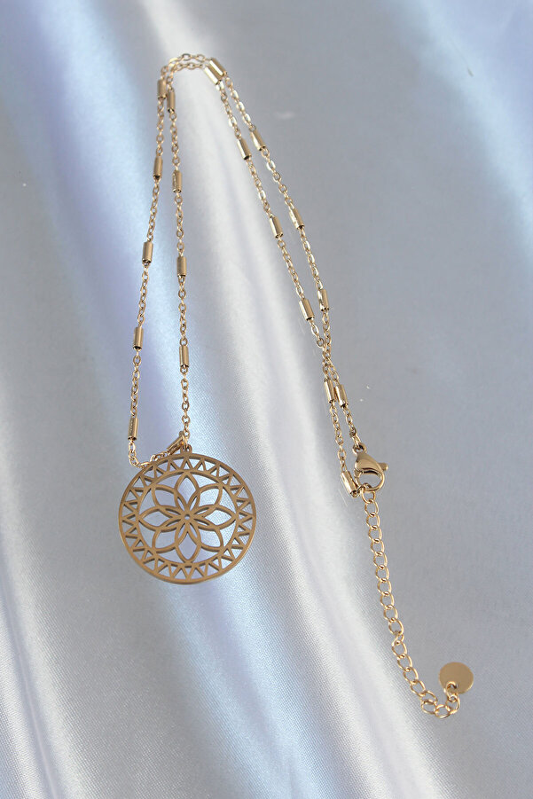 Brocksco 316L Çeli̇k Zi̇nci̇r Gold Renk Lotus Model Kolye