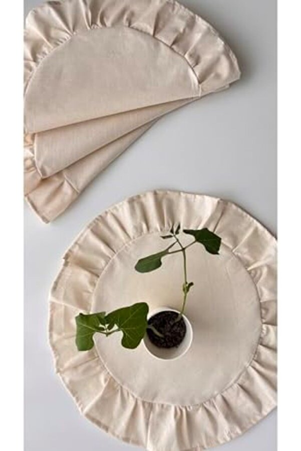 Alamode Ham Fırfırlı Yuvarlak Servi̇si̇ 4’Lü Set 40X40Cm