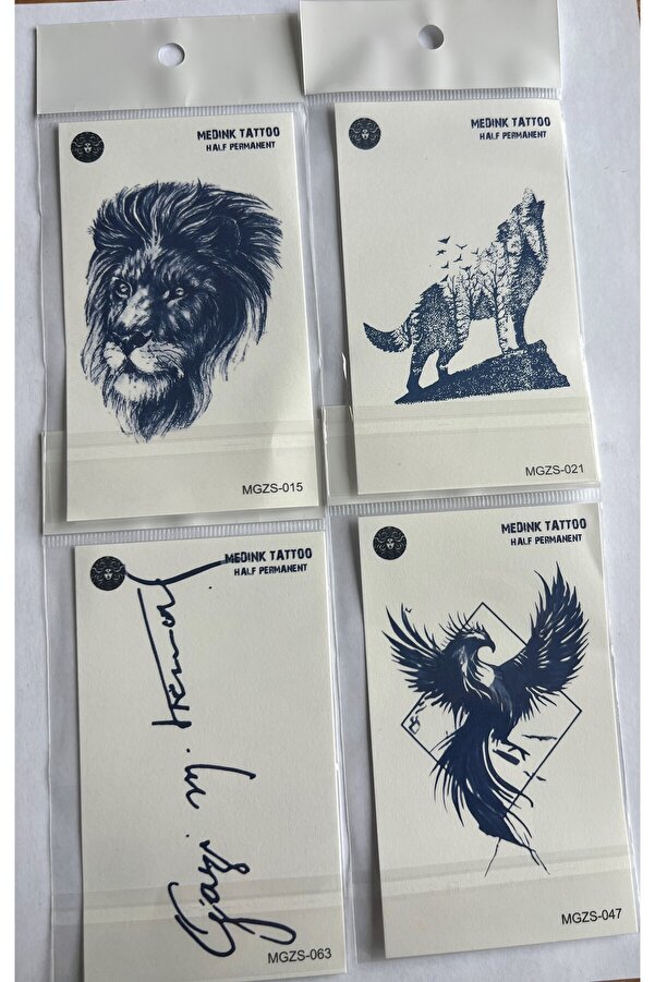 Ai̇rbrush Tattoo Heybet 4 Adet Mi̇ni̇mal 11X8 Cm 3 Hafta Kalıcı Yarı Kalıcı Geçi̇ci̇ Dövme