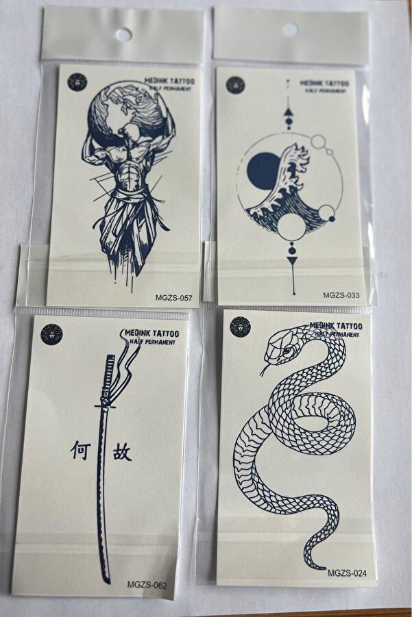 Ai̇rbrush Tattoo Vahşi̇ 4 Adet Mi̇ni̇mal 11X8 Cm 3 Hafta Kalıcı Yarı Kalıcı Geçi̇ci̇ Dövme