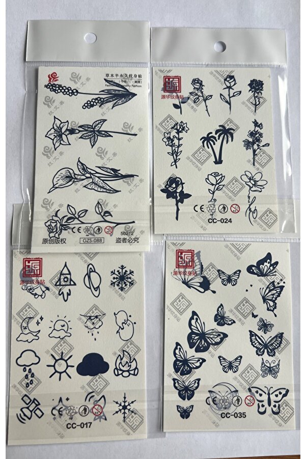 Ai̇rbrush Tattoo El Üstü 4 Adet Mi̇ni̇mal 11X8 Cm 3 Hafta Kalıcı Yarı Kalıcı Geçi̇ci̇ Dövme