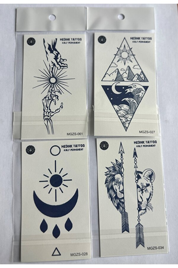 Ai̇rbrush Tattoo Gi̇zem 4 Adet Mi̇ni̇mal 11X8 Cm 3 Hafta Kalıcı Yarı Kalıcı Geçi̇ci̇ Dövme