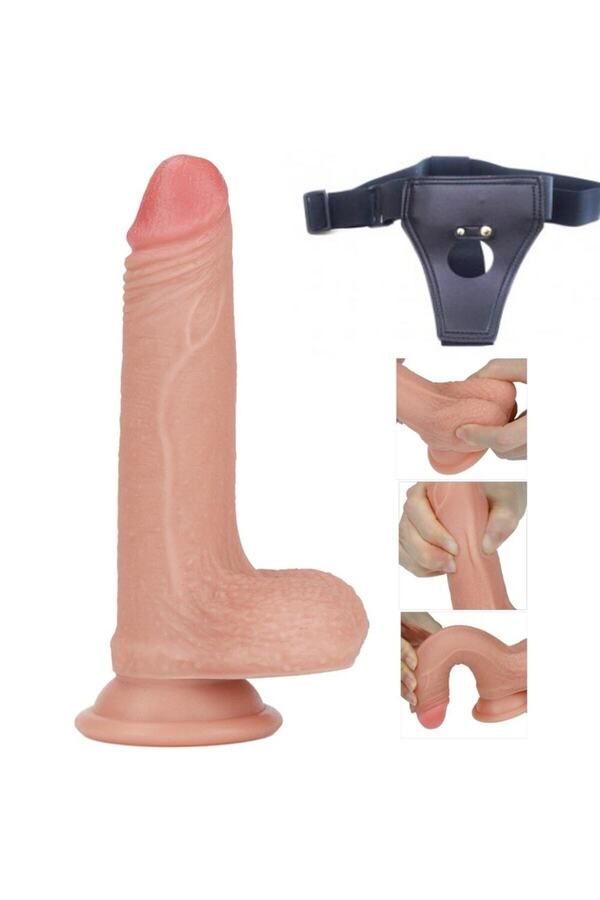 MeyraBest Esnek Ve Bükülebilir Ten Dokusunda 18 cm Belden Bağlamalı Realistik Penis
