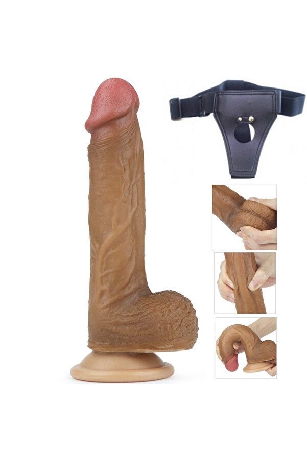Meyrabest Gerçek Ten Hi̇ssi̇ Sağlayan Esmer Renkte Özel Dokulu Çi̇ft Katmanlı 21 Cm Kemerli̇ Peni̇s