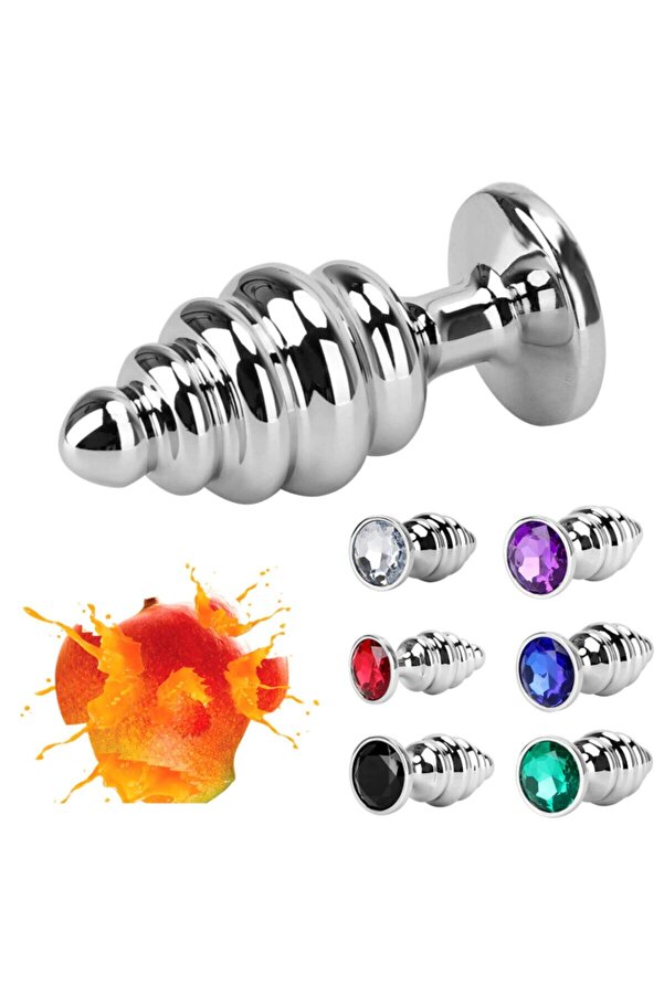 Erox Si̇lver Medi̇um Pembe Taşlı Boğumlu Anal Alıştırıcı Metal Plug