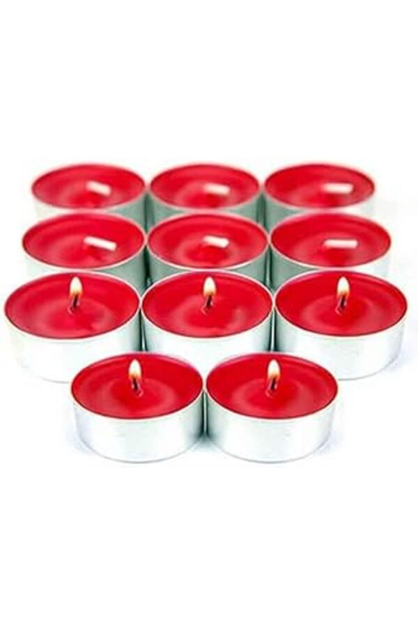 Arsi̇mo Dekorati̇f Kırmızı Renkli̇ Teali̇ght Mum Seti̇, 32 Li̇ Paket