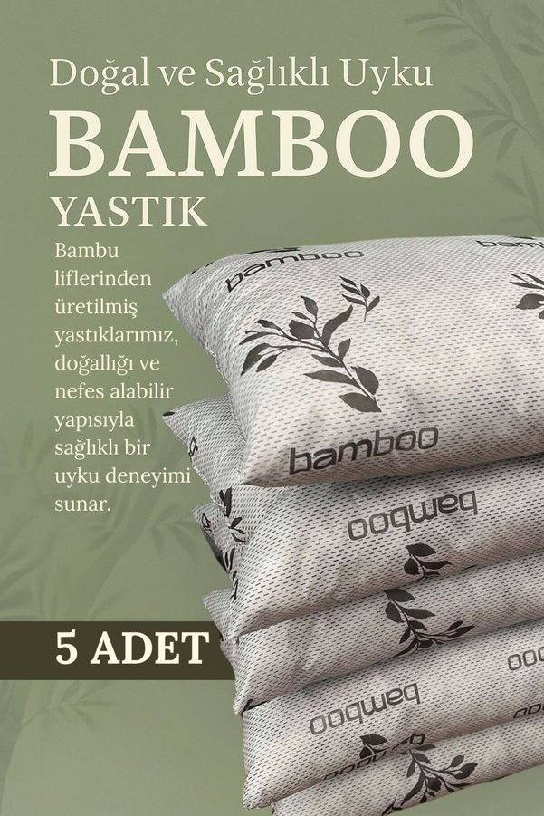 Primavera Home 5'li Bamboo Gri Serisi Yastık Seti | 50x70 Cm | Antialerjik Silikon Elyaf | Yıkanabilir 800 gr