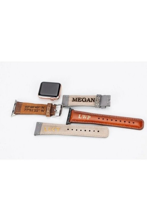 Apple Watch Uyumlu Deri̇ Kordon 42-44-45Mm Rt Erc3 Bej