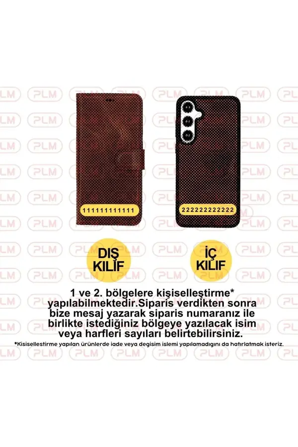Samsung Galaxy S25 Ultra Uyumlu, Haki̇ki̇ Deri̇, El Yapımı, Cüzdanlı Kılıf, Karamel