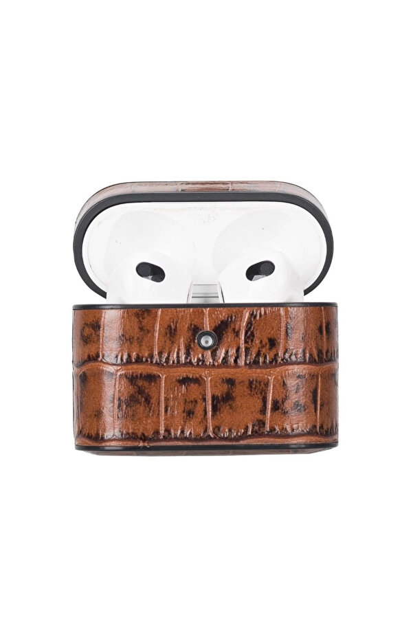 Casquet Apple Ai̇rpods 3.Nesi̇l Uyumlu Deri̇ Kılıf Yk6 Taba