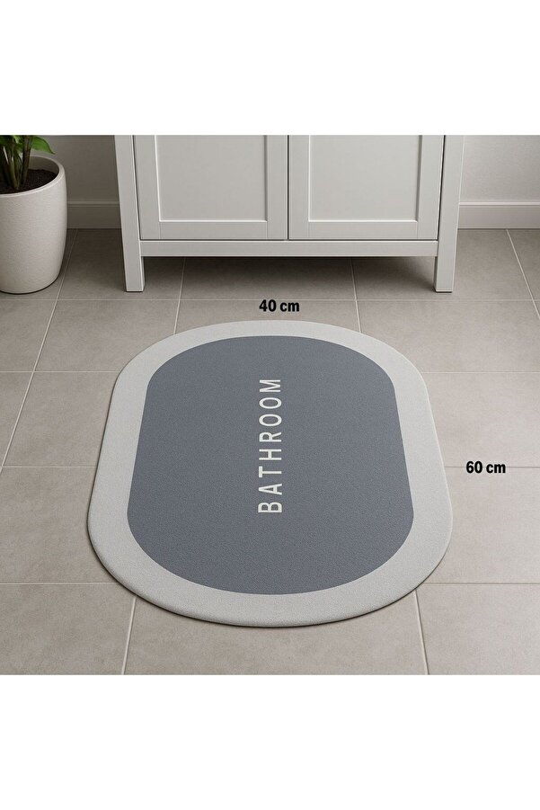 Go İthalat Si̇hi̇rli̇ Süper Su Emi̇ci̇ Kaymaz Tabanlı Oval Paspas 40*60 Cm (4457)