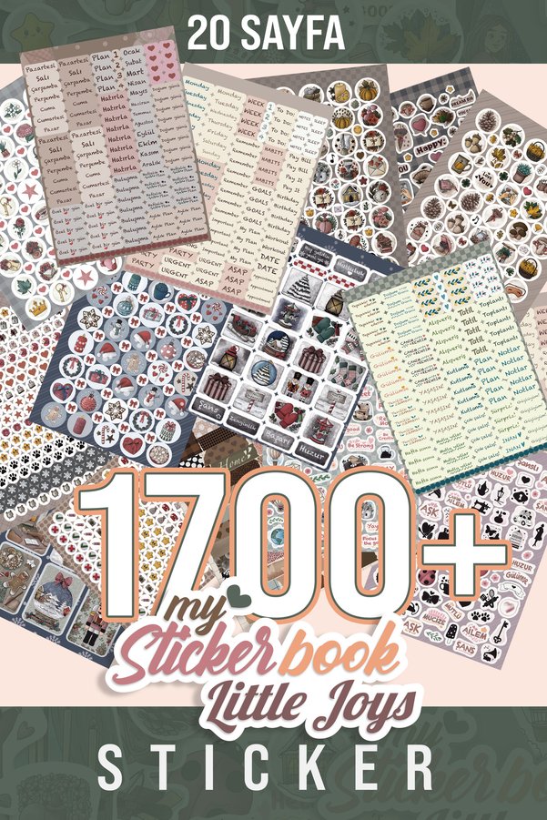 colortouch Little Joys Sticker Book -1700Adet Etiket - Ajanda Günlük Planlayıcı Bullet Journal Sticker Set