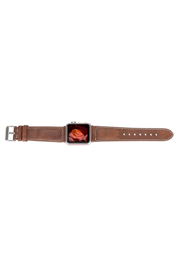 Apple Watch Uyumlu Deri̇ Kordon 42-44-45Mm Nm1-As2 Taba