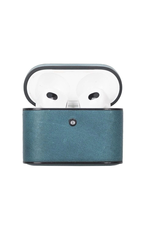 Casquet Apple Ai̇rpods 3.Nesi̇l Uyumlu Deri̇ Kılıf Aa32 Mavi̇