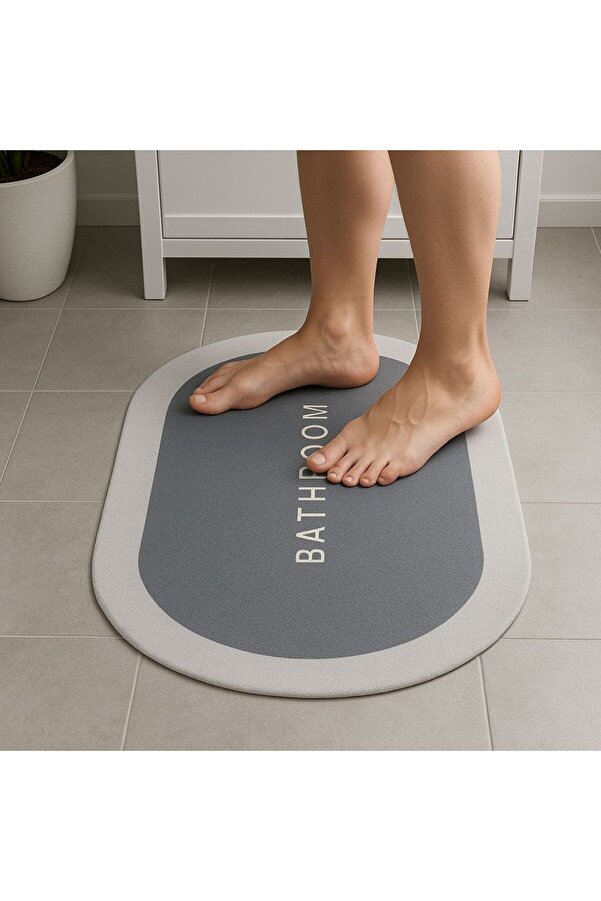 Go İthalat Si̇hi̇rli̇ Süper Su Emi̇ci̇ Kaymaz Tabanlı Oval Paspas 40*60 Cm (4457)
