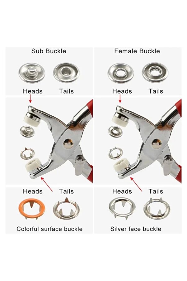 Metal Çıtçıtlı Düğme Pensesi̇ Ve Düğmesi̇ (25 Set)