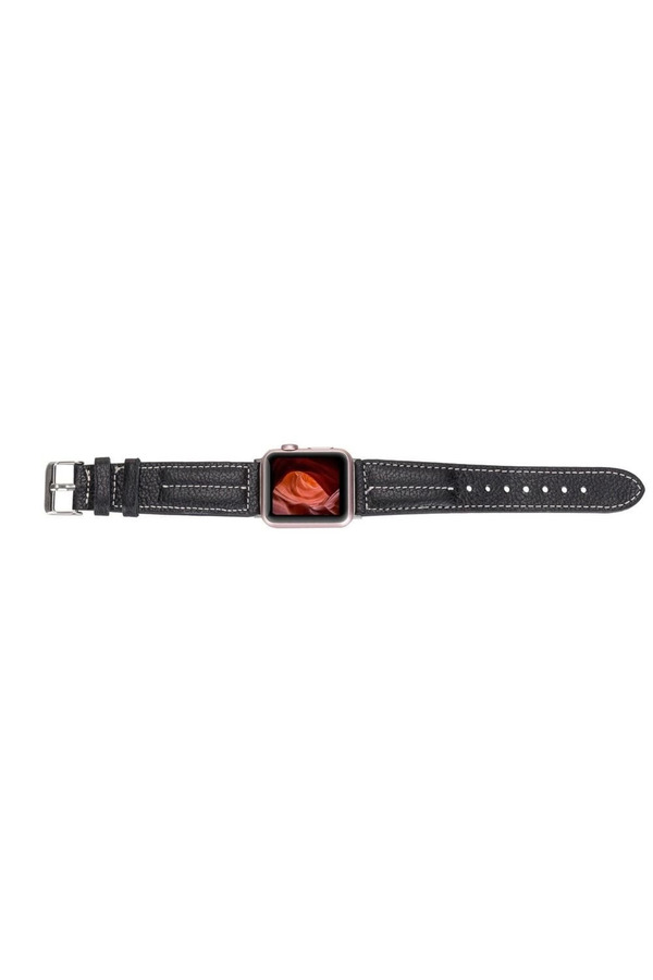 Apple Watch Uyumlu Deri̇ Kordon 42-44-45Mm Nm3-As1 Si̇yah