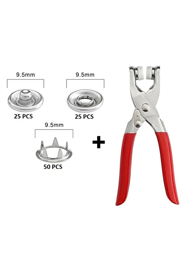 Metal Çıtçıtlı Düğme Pensesi̇ Ve Düğmesi̇ (25 Set)