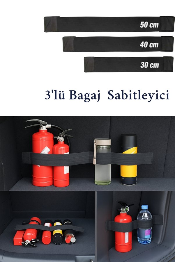 HASBY Araba Bagaj Sabitleyici 3'lü Set Elastik Oto Bagaj Toplayıcı Bagaj Lastiği Araç Bagaj Düzenleyici