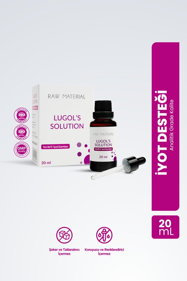 Raw Material Lugol's Solution %5 Damla 20 ml | %5 İyot & %10 Potasyum İyodür |