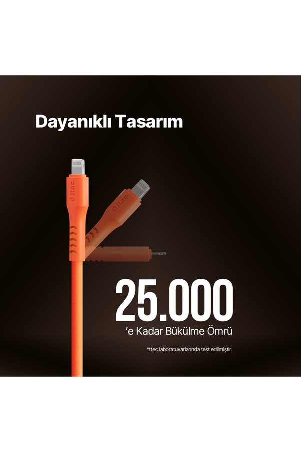 Ttec Usb-C - Lightning Hızlı Şarj Kablosu 120Cm Neon Turuncu