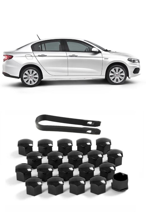 CMEPARTS Fiat Egea Sedan 2015-2024 Uyumlu Siyah Bijon Kapağı takımı 17mm - 20 Adet