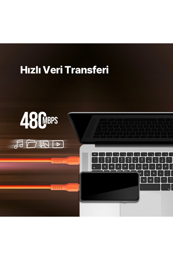Ttec Usb-C - Lightning Hızlı Şarj Kablosu 120Cm Neon Turuncu