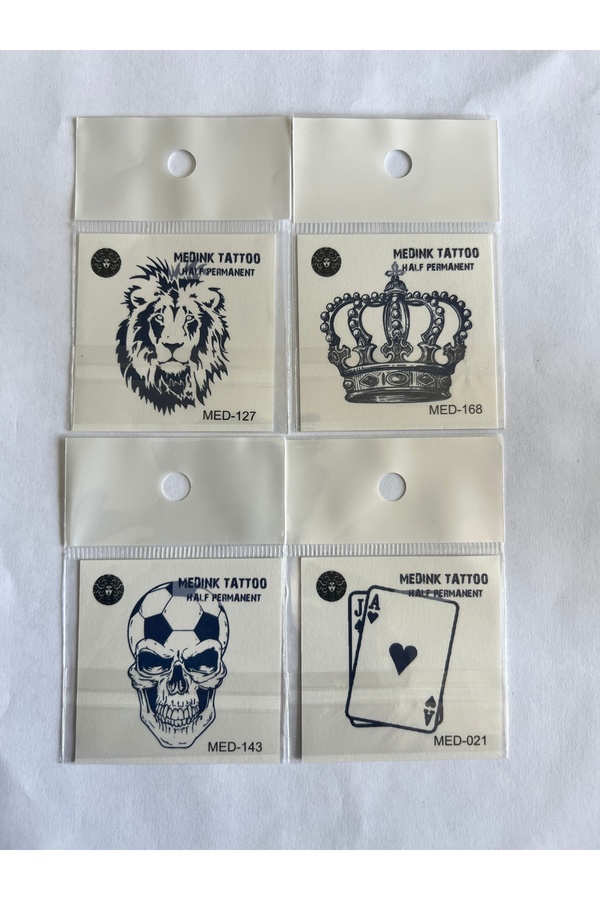 Ai̇rbrush Tattoo Aslan 4 Adet Bi̇rden Mi̇ni̇mal 3 Hafta Kalıcı Geçi̇ci̇ Dövme Seti̇