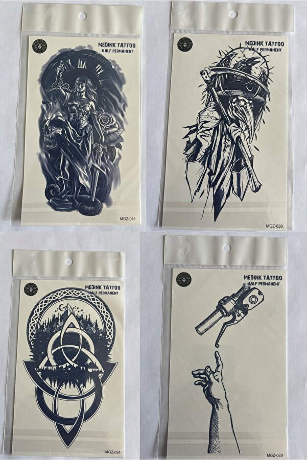 Ai̇rbrush Tattoo Felsefi̇k 4 Adet Bi̇rden3 Hafta Kalıcı Geçi̇ci̇ Yapıştırma Dövme 18X11 Cm