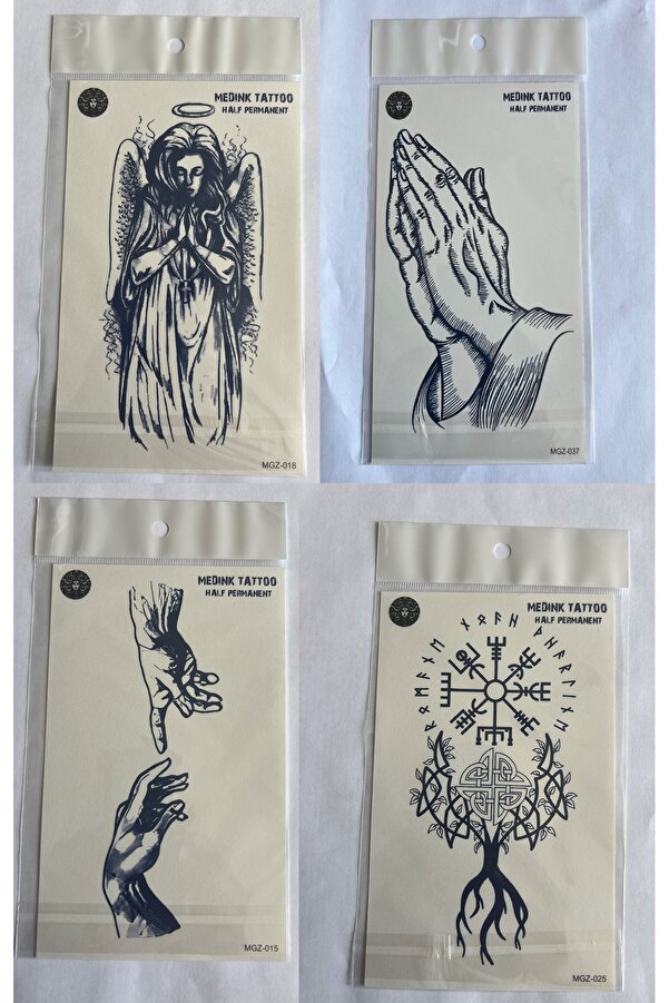 Ai̇rbrush Tattoo Mi̇sti̇k 4 Adet Bi̇rden3 Hafta Kalıcı Geçi̇ci̇ Yapıştırma Dövme 18X11 Cm