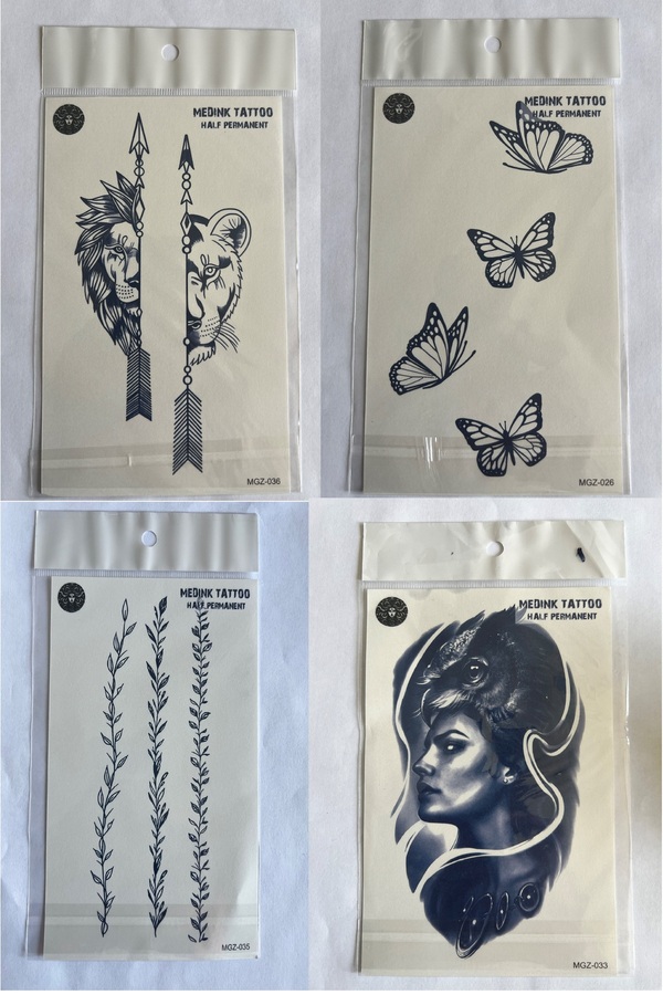 Ai̇rbrush Tattoo Çi̇ft 4 Adet Bi̇rden3 Hafta Kalıcı Geçi̇ci̇ Yapıştırma Dövme 18X11 Cm