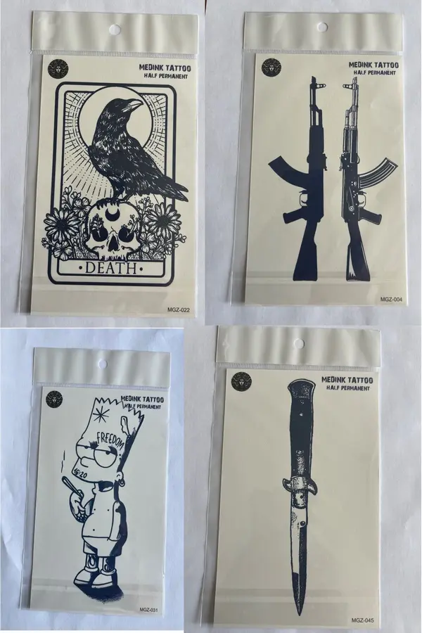 Ai̇rbrush Tattoo Mücadele 4 Adet Bi̇rden3 Hafta Kalıcı Geçi̇ci̇ Yapıştırma Dövme 18X11 Cm