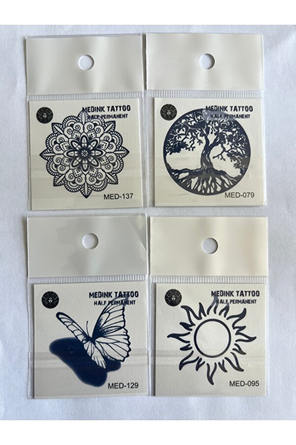 Ai̇rbrush Tattoo Mandala 4 Adet Bi̇rden Mi̇ni̇mal 3 Hafta Kalıcı Geçi̇ci̇ Dövme Seti̇