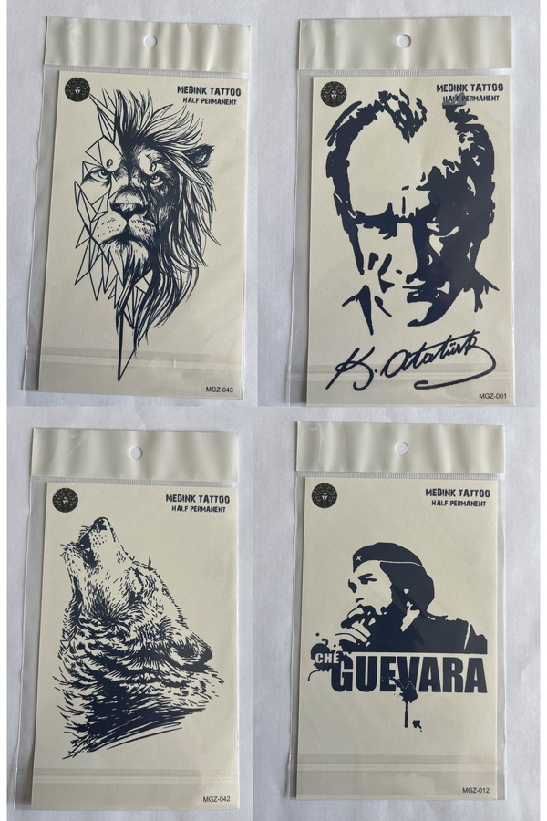 Ai̇rbrush Tattoo Ata 4 Adet Bi̇rden3 Hafta Kalıcı Geçi̇ci̇ Yapıştırma Dövme 18X11 Cm