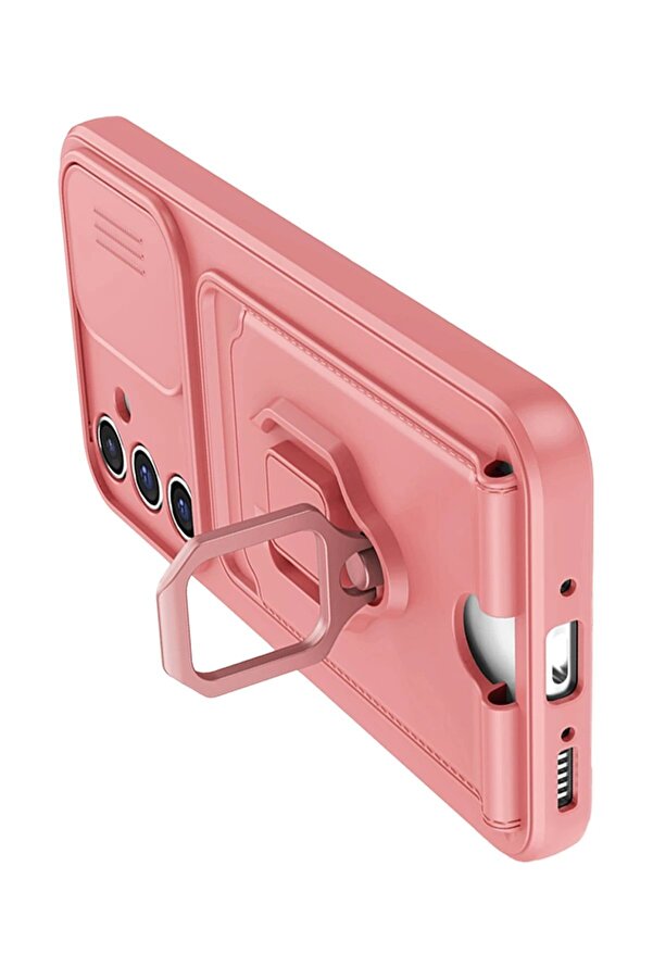 Samsung Galaxy A14 4G Kılıf Zuma Kartvi̇zi̇tli̇ Yüzüklü Si̇li̇kon - Pembe - Dropx2421-2009