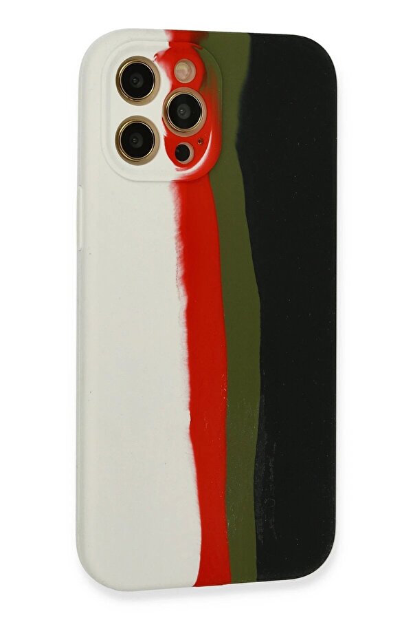 İphone 12 Pro Kılıf Ebruli̇ Lansman Si̇li̇kon - Beyaz-Si̇yah - Dropx9970-2777