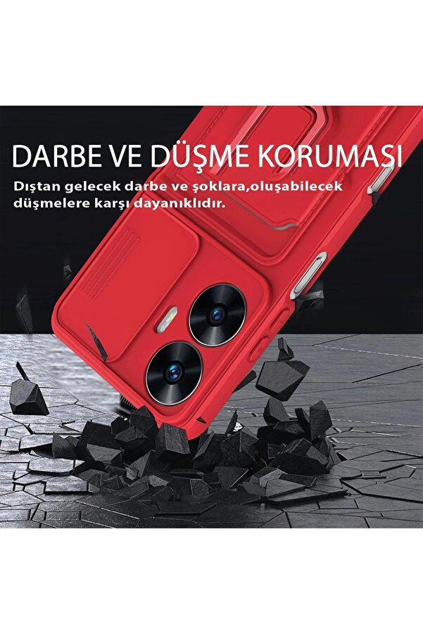 Realme C55 Kılıf Zuma Kartvi̇zi̇tli̇ Yüzüklü Si̇li̇kon - Si̇yah - Dropx3543-3241